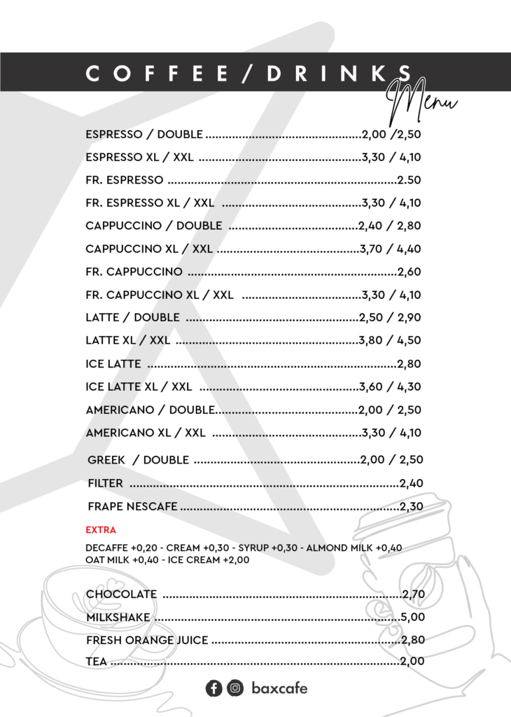 BAX menu drinks 1.1 2026